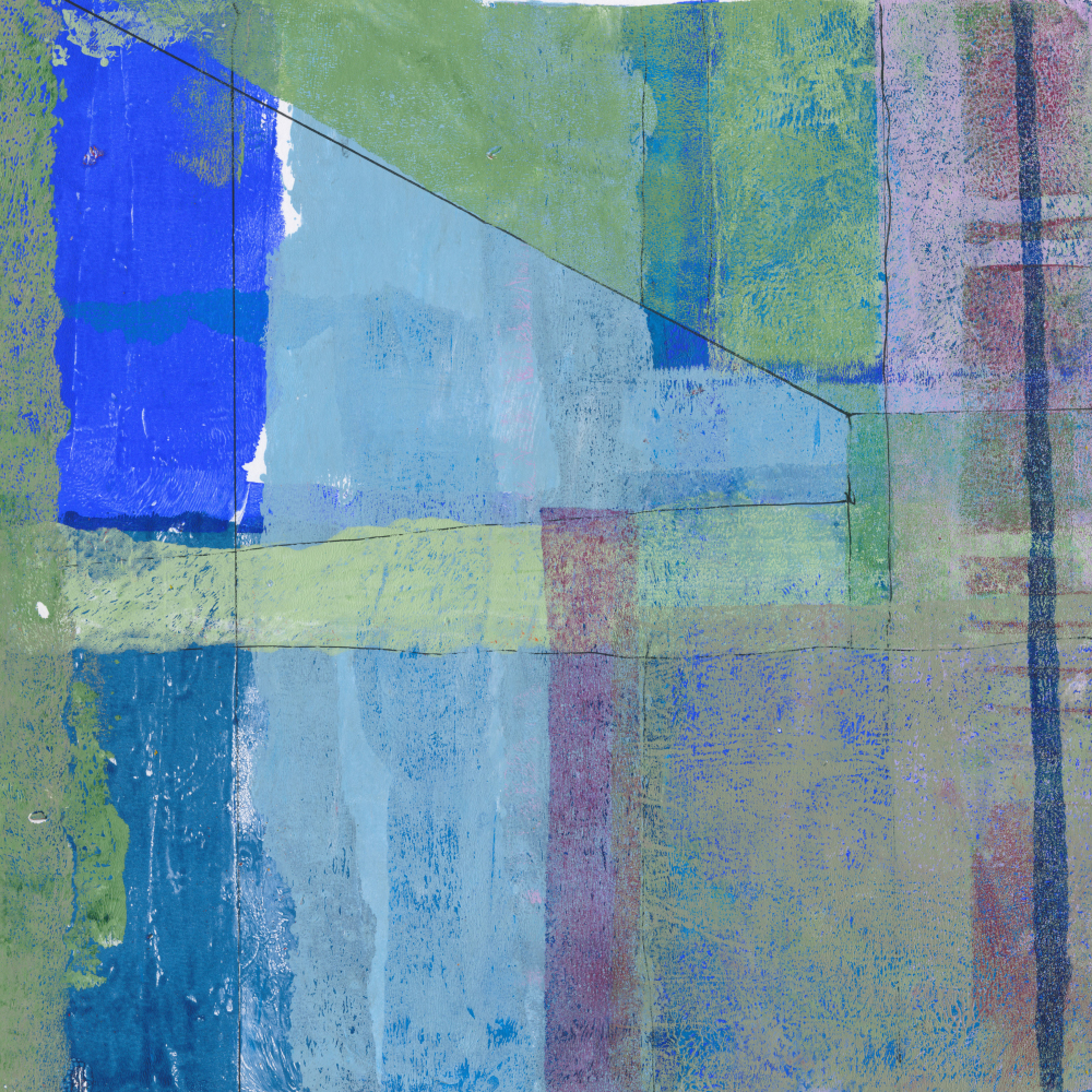 Shalimar - monotype in blues and greys